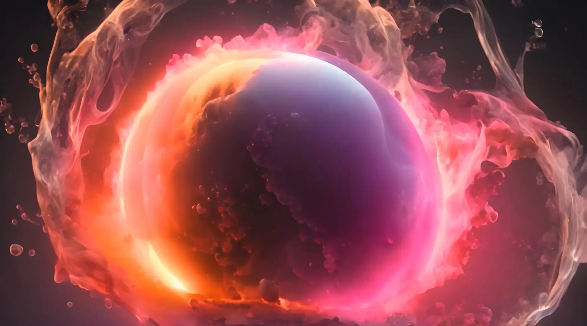 Fiery Particle Sphere Abstract Cinematic Title Background Video